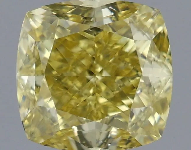 0.61ct Cushion brilliant Natural Diamond (Colour Fancy Intense Yellow, Clarity VS2, GIA Certified)