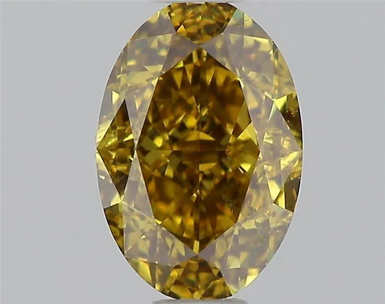 0.71ct Oval Natural Diamond (Colour Fancy Deep Yellow, Clarity SI1, GIA Certified)