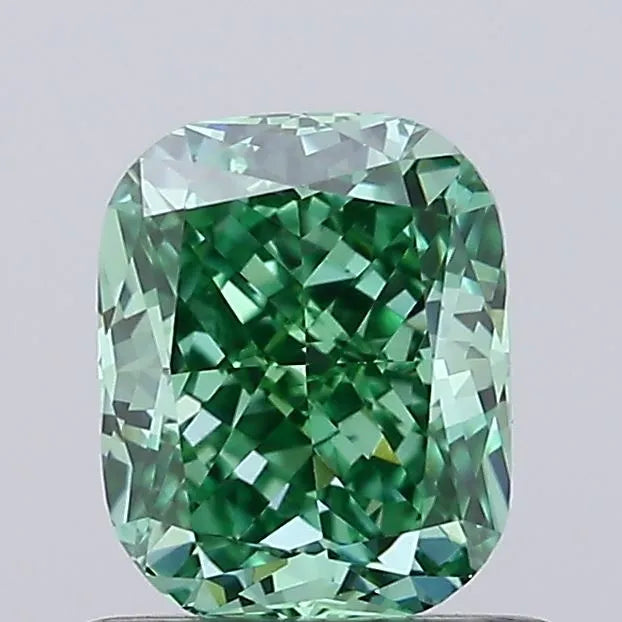 0.93ct Cushion modified Lab Grown Diamond (Colour Fancy Vivid Green, Clarity VVS1, IGI Certified)