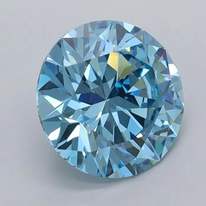 1.39ct Round Lab Grown Diamond (Colour Fancy Vivid Blue, Clarity VVS2, Cut EX, IGI Certified)
