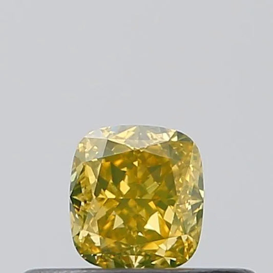 0.26ct Cushion brilliant Natural Diamond (Colour Fancy Deep Yellow, Clarity IF, GIA Certified)