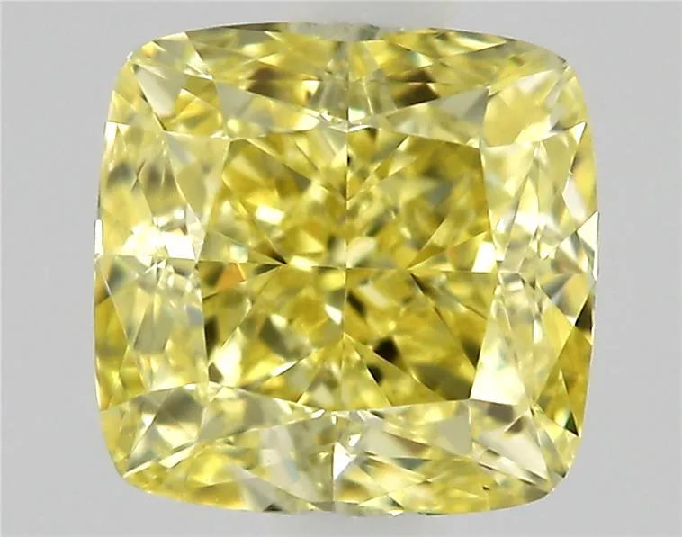 0.40ct Cushion modified Natural Diamond (Colour Fancy Intense Yellow, Clarity VVS2, Cut EX, GIA Certified)