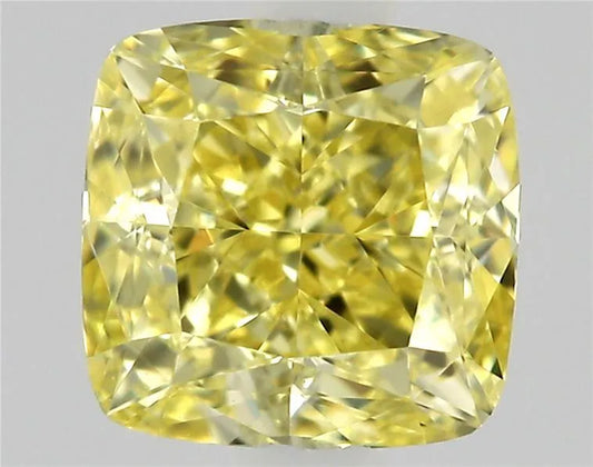0.40ct Cushion modified Natural Diamond (Colour Fancy Intense Yellow, Clarity VVS2, Cut EX, GIA Certified)