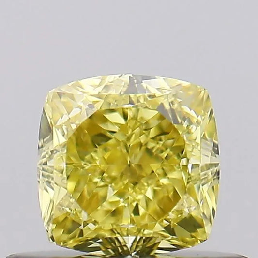 0.51ct Cushion brilliant Natural Diamond (Colour Fancy Intense Yellow, Clarity VS2, GIA Certified)