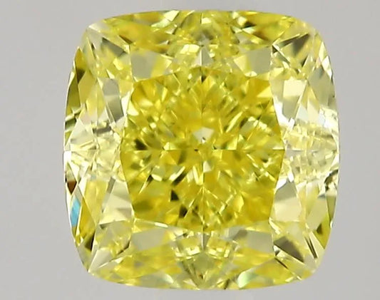 0.52ct Cushion modified Natural Diamond (Colour Fancy Intense Yellow, Clarity VS2, Cut EX, GIA Certified)