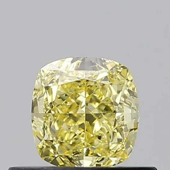 0.52ct Cushion modified Natural Diamond (Colour Fancy Intense Yellow, Clarity VS2, Cut GD, GIA Certified)