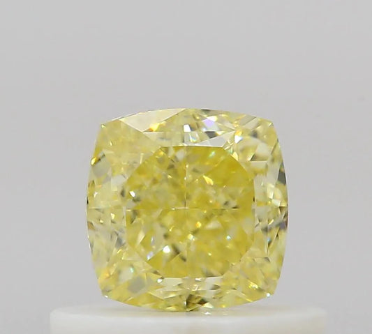 0.57ct Cushion brilliant Natural Diamond (Colour Fancy Intense Yellow, Clarity VS2, GIA Certified)