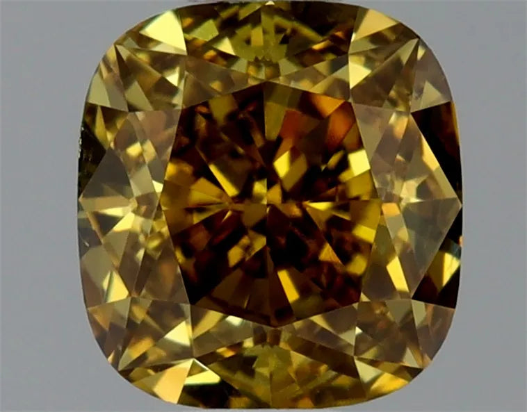0.61ct Cushion brilliant Natural Diamond (Colour Fancy Deep Brownish Yellow, Clarity VS2, GIA Certified)