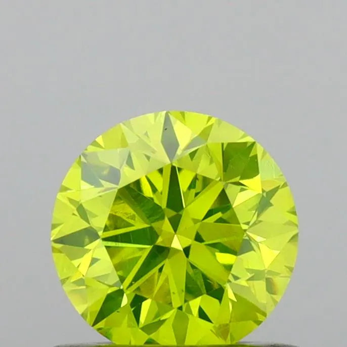 0.61ct Round Natural Diamond (Colour Fancy Intense Greenish Yellow, Clarity VS1, Cut VG, IGI Certified)