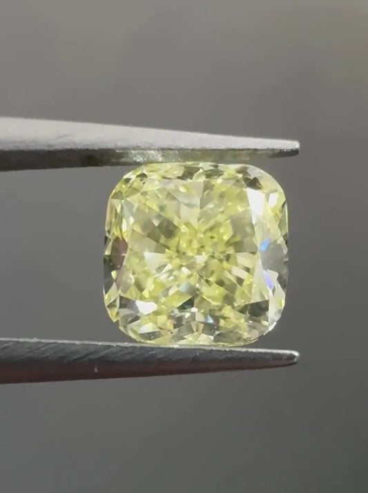 0.63ct Cushion modified Natural Diamond (Colour Fancy Light Yellow, Clarity SI1, GIA Certified)