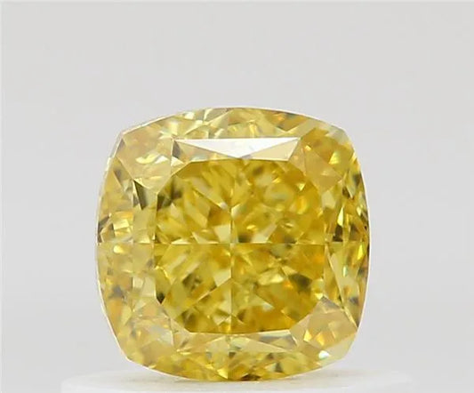 0.69ct Cushion brilliant Natural Diamond (Colour Fancy Intense Yellow, Clarity VS1, GIA Certified)