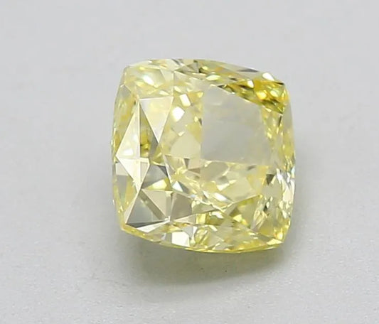 0.71ct Cushion modified Natural Diamond (Colour Fancy Intense Yellow, Clarity VS2, GIA Certified)
