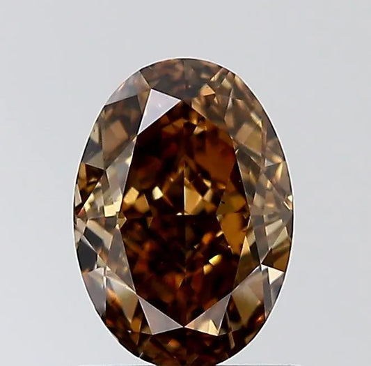 0.90ct Oval Natural Diamond (Colour Fancy Dark Yellowish Brown, Clarity VS2, GIA Certified)