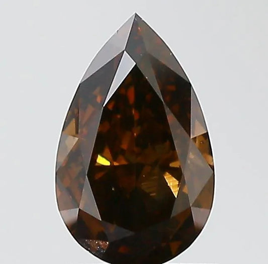 0.90ct Pear Natural Diamond (Colour Fancy Dark Orangey Brown, Clarity SI1, GIA Certified)