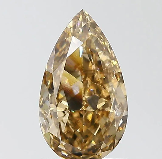 0.97ct Pear Natural Diamond (Colour Fancy Dark Yellowish Brown, Clarity VS2, GIA Certified)
