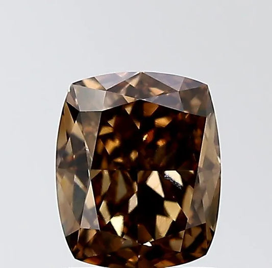 0.98ct Cushion brilliant Natural Diamond (Colour Fancy Dark Orangey Brown, Clarity VS2, GIA Certified)