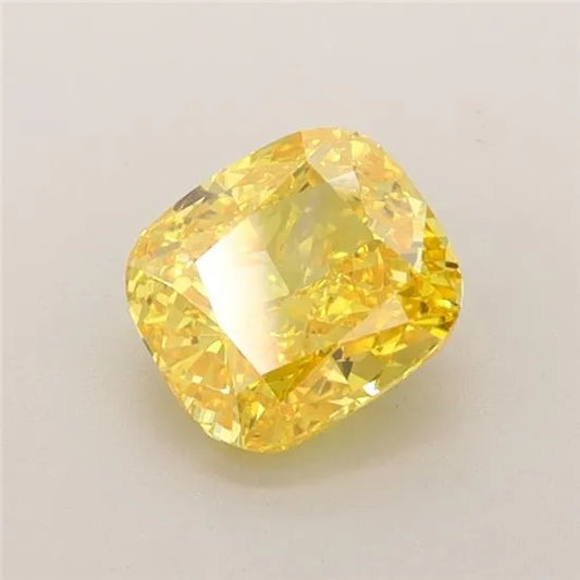 1.01ct Cushion brilliant Lab Grown Diamond (Colour Fancy Vivid Yellow, Clarity VS1, IGI Certified)