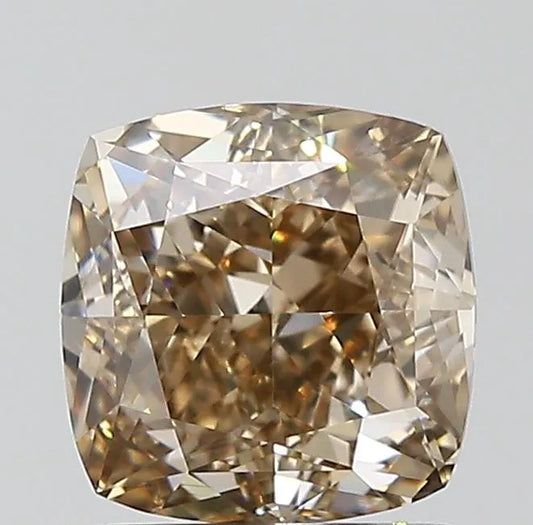 1.32ct Cushion brilliant Natural Diamond (Colour Fancy Yellowish Brown, Clarity VVS1, GIA Certified)