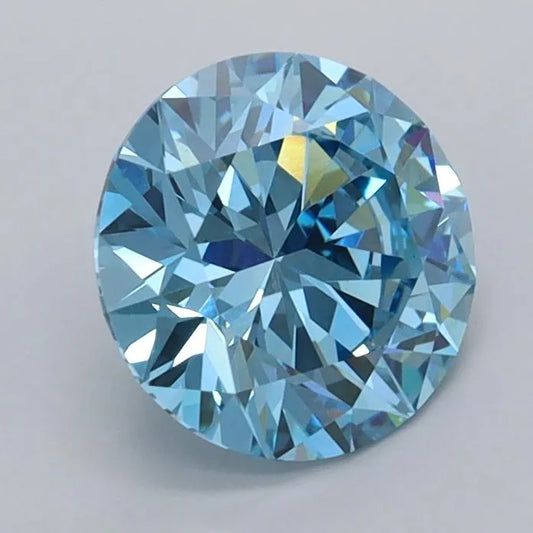 1.39ct Round Lab Grown Diamond (Colour Fancy Vivid Blue, Clarity VVS2, Cut EX, IGI Certified)