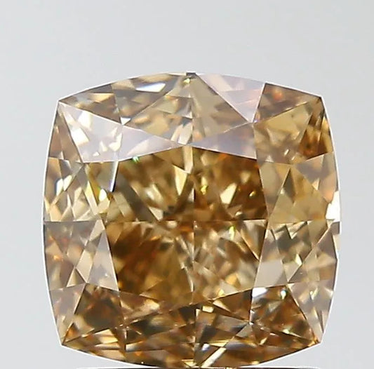 1.40ct Cushion brilliant Natural Diamond (Colour Fancy Dark Yellowish Brown, Clarity VS1, GIA Certified)