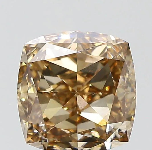 1.51ct Cushion brilliant Natural Diamond (Colour Fancy Yellowish Brown, Clarity VS2, GIA Certified)