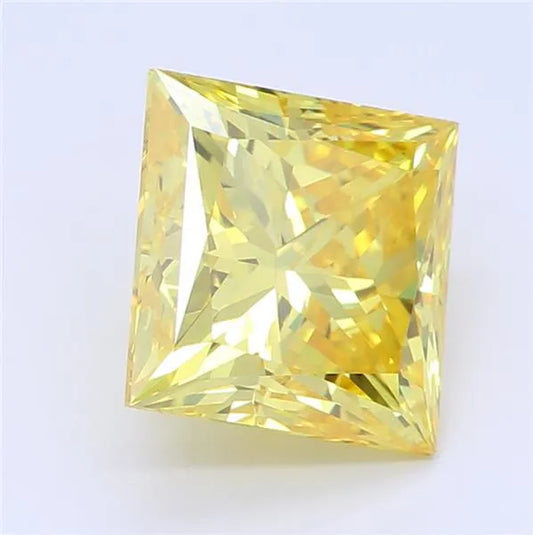 1.55ct Princess Lab Grown Diamond (Colour Fancy Vivid Yellow, Clarity VVS2, Cut EX, IGI Certified)
