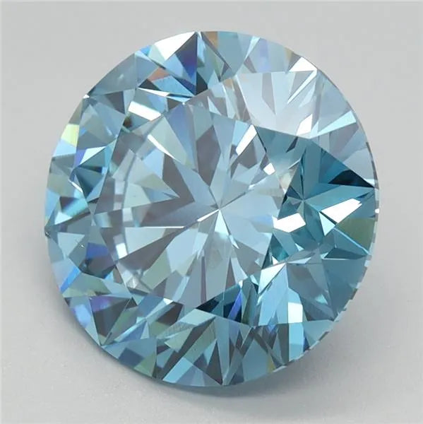 3.03ct Round Lab Grown Diamond (Colour Fancy Vivid Blue, Clarity VS2, Cut ID, IGI Certified)
