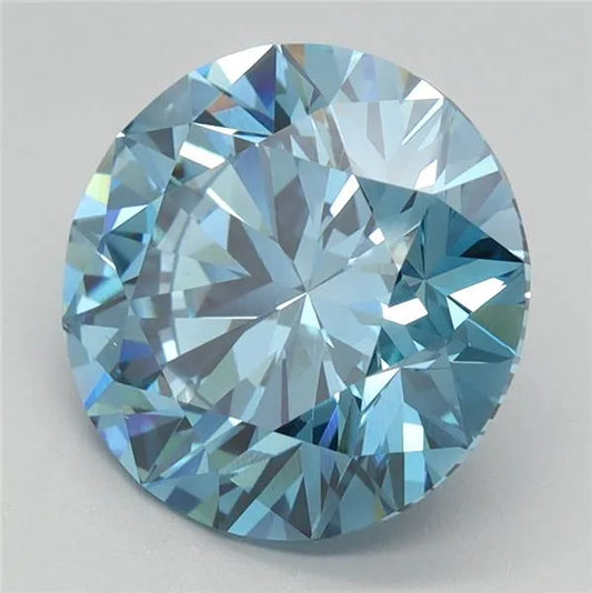 3.03ct Round Lab Grown Diamond (Colour Fancy Vivid Blue, Clarity VS2, Cut ID, IGI Certified)