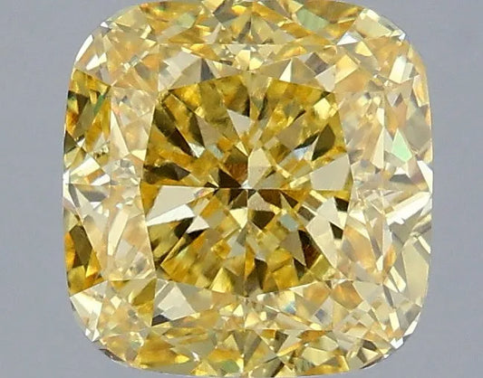 3.07ct Cushion modified Lab Grown Diamond (Colour Fancy Vivid Yellow, Clarity VVS2, IGI Certified)