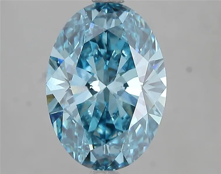 3.09ct Oval Lab Grown Diamond (Colour Fancy Vivid Blue, Clarity VVS2, IGI Certified)