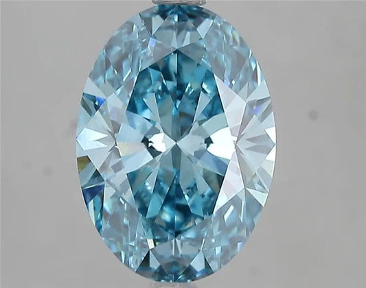 3.09ct Oval Lab Grown Diamond (Colour Fancy Vivid Blue, Clarity VVS2, IGI Certified)