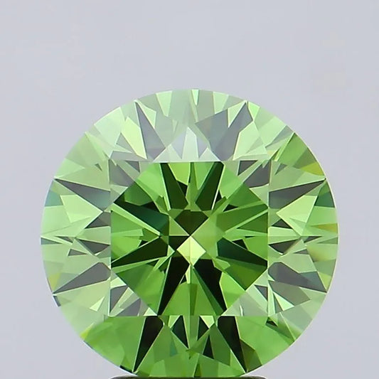 4.01ct Round Lab Grown Diamond (Colour Fancy Vivid Green, Clarity IF, Cut ID, IGI Certified)
