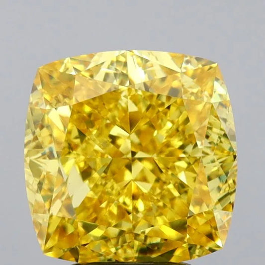 5.10ct Cushion modified Lab Grown Diamond (Colour Fancy Vivid Yellow, Clarity VS1, IGI Certified)