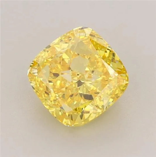 1.00ct Cushion brilliant Lab Grown Diamond (Colour Fancy Vivid Yellow, Clarity VVS2, IGI Certified)