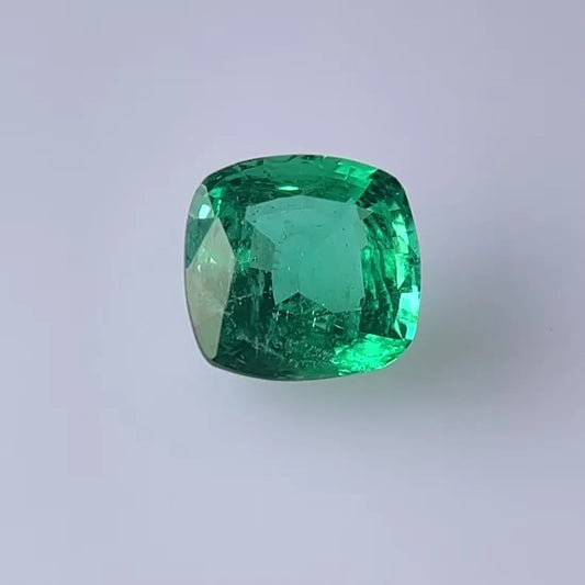 2.46ct Cushion Natural Emerald (Colour Green, Clarity Slightly Included, Cut Faceted)